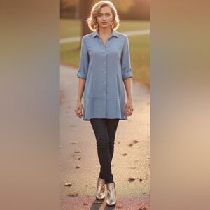 Soft Surroundings #2BG93 Tencel Island Breeze Ultramarine Shirt SZ M Tunic